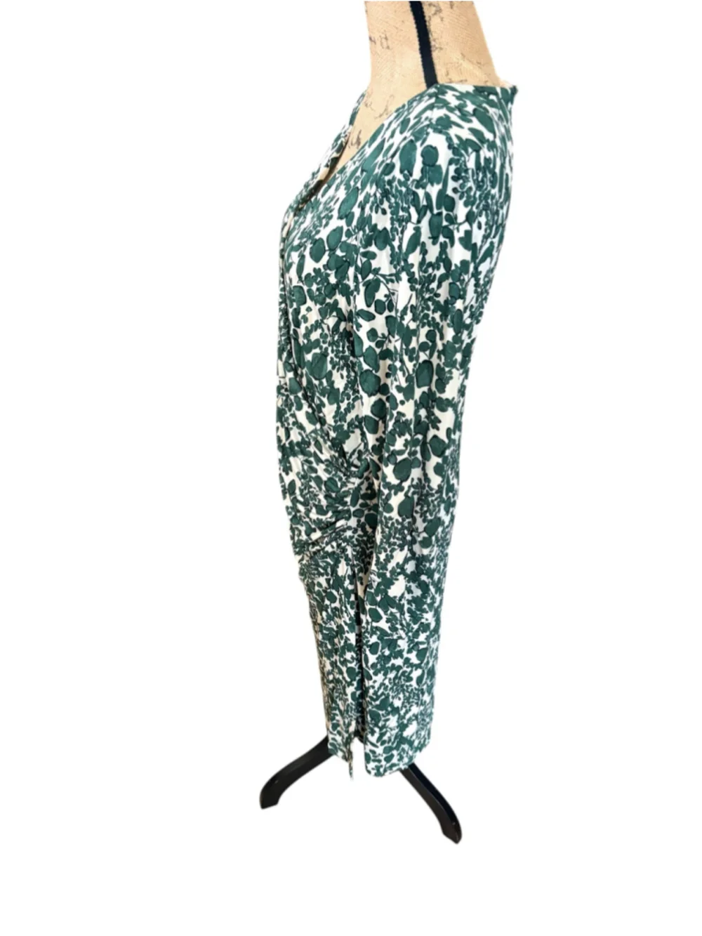 Tory Burch Wrap Dress Size XL Green White Floral Midi
